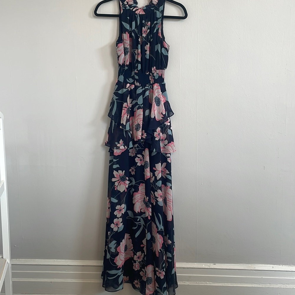 Eliza J Navy Blue high neck maxi.